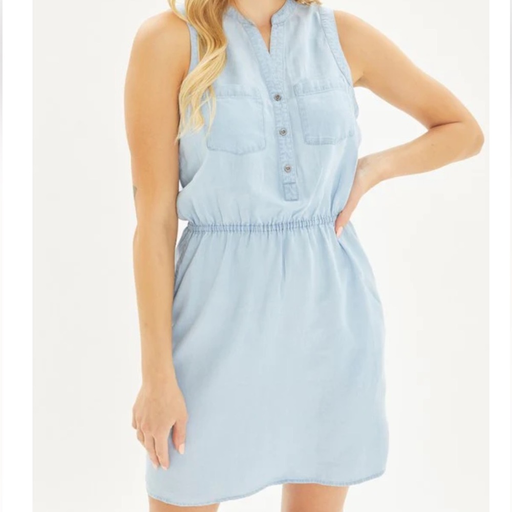 Love Tree Small new without tags blue light denim tencel dress